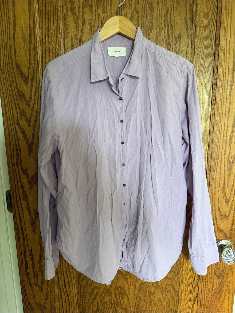 XiRENA Men's Lavender Long-Sleeve Button-Down Shirt